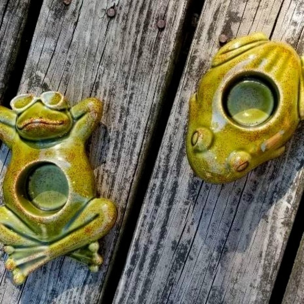 Floating Frogs ~ Set of Two Tealight Holders